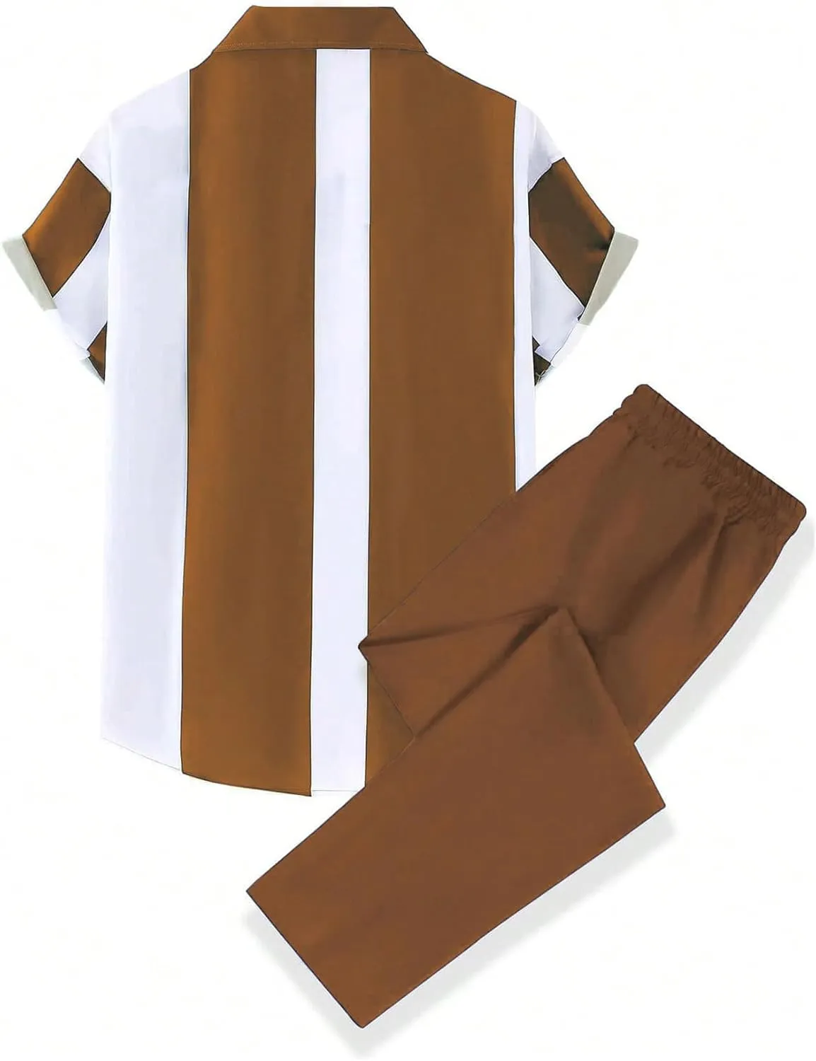 Men's 2 Piece Outfit Paisley Button Down Shirts and Drawstring Waist Pants Tracksuits