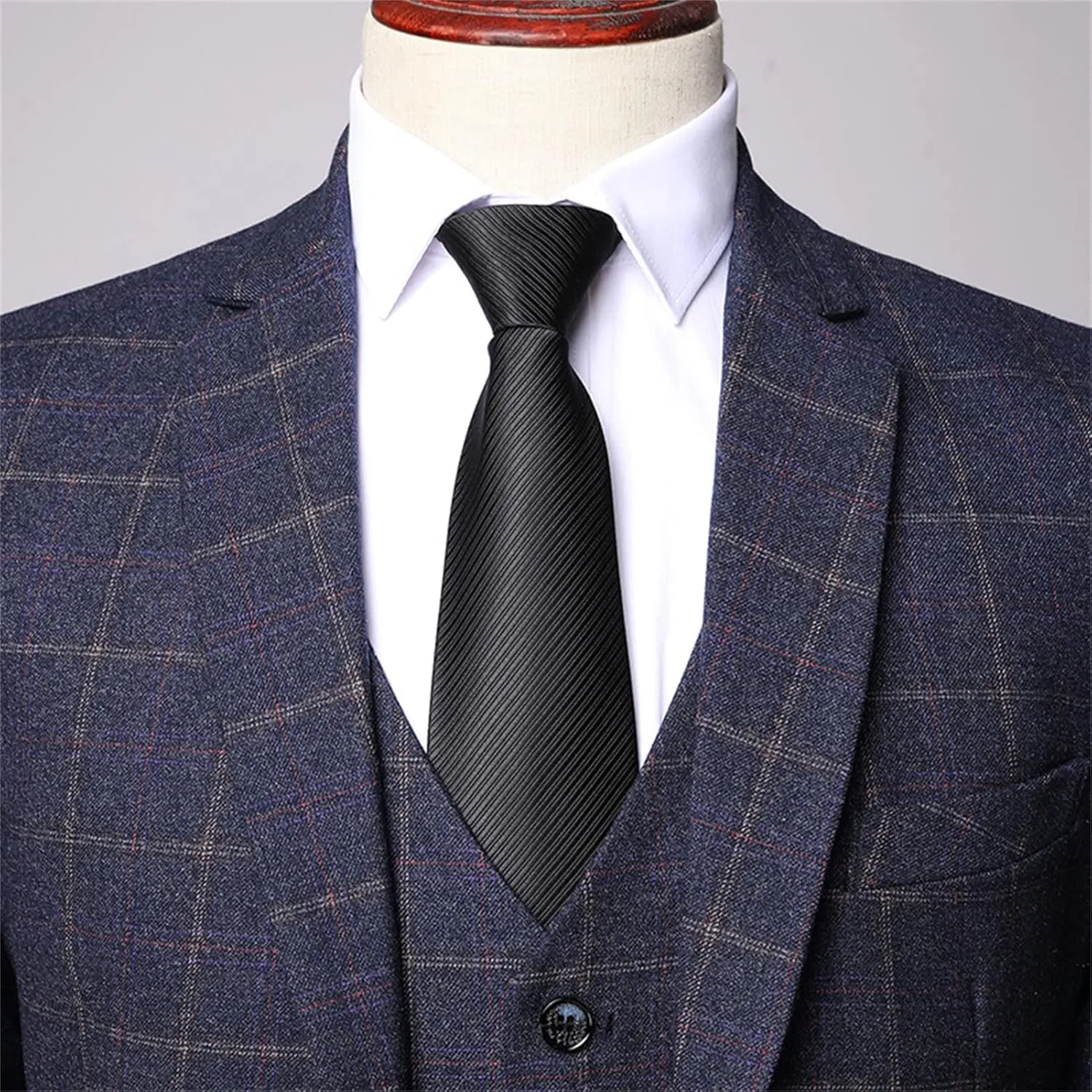 Men's 3 Piece Plaid Suit Check Single Breasted One Button Blazer Set Vintage Formal Dress Party Jacket Vest Pants