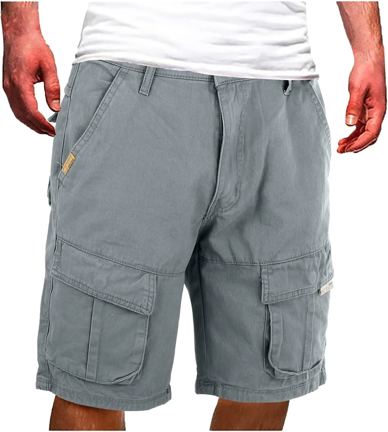 Mens Cargo Pants Knee Length Multi-Pockets High Waist Military Combat Hiking Fishing Shorts Straight Leg Baggy Jogger Bermuda