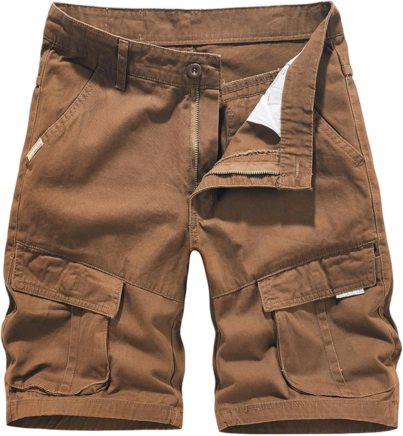 Mens Cargo Pants Knee Length Multi-Pockets High Waist Military Combat Hiking Fishing Shorts Straight Leg Baggy Jogger Bermuda