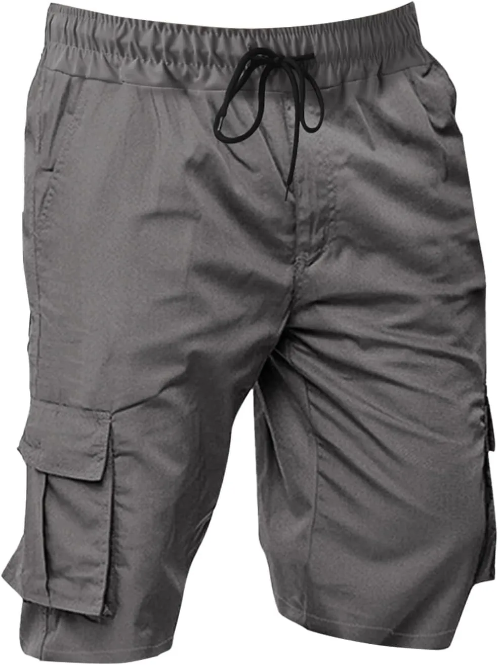Mens Casual Fashion Cargo Pants Capris Expandable Waisted Drawstring Shorts Multi-Pockets Hiking Fishing Combat Cropped Pants