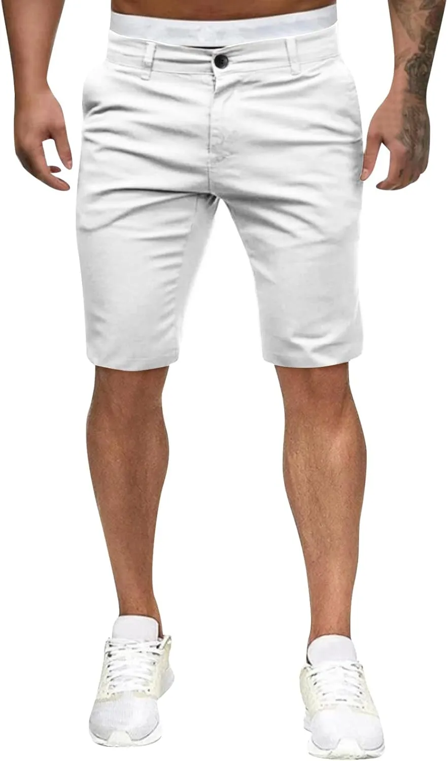 Mens Casual Fashion Suit Shorts Slim Fitting Solid Color Formal Office Business Bermuda Military Combat Tactical Hiking Pants