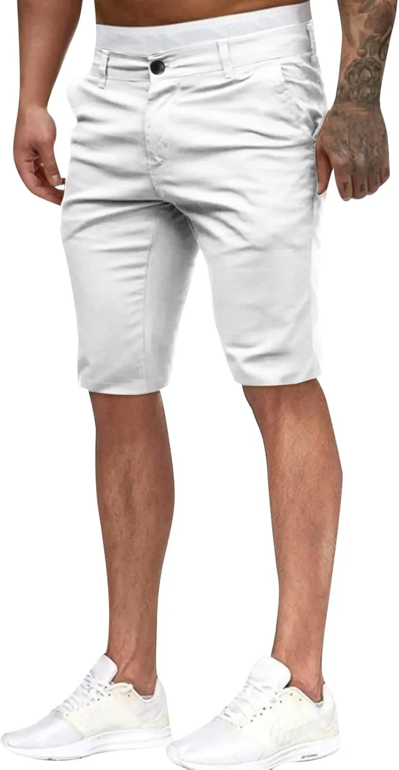 Mens Casual Fashion Suit Shorts Slim Fitting Solid Color Formal Office Business Bermuda Military Combat Tactical Hiking Pants