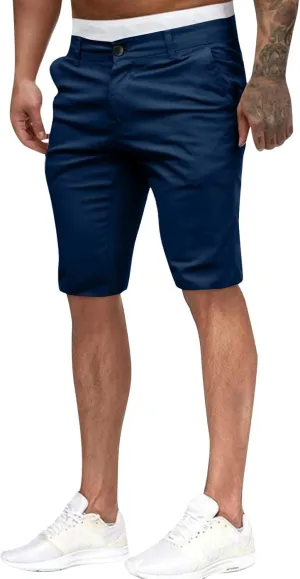 Mens Casual Fashion Suit Shorts Slim Fitting Solid Color Formal Office Business Bermuda Military Combat Tactical Hiking Pants