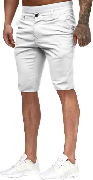 Mens Casual Fashion Suit Shorts Slim Fitting Solid Color Formal Office Business Bermuda Military Combat Tactical Hiking Pants