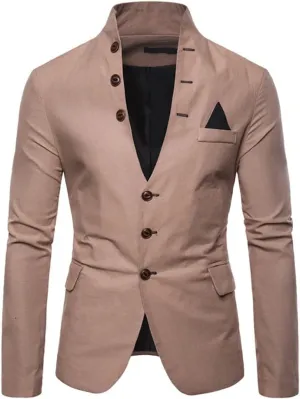 Mens Casual Solid Color Blazer Multi-Buttons Slim Fit Sports Coat for Wedding