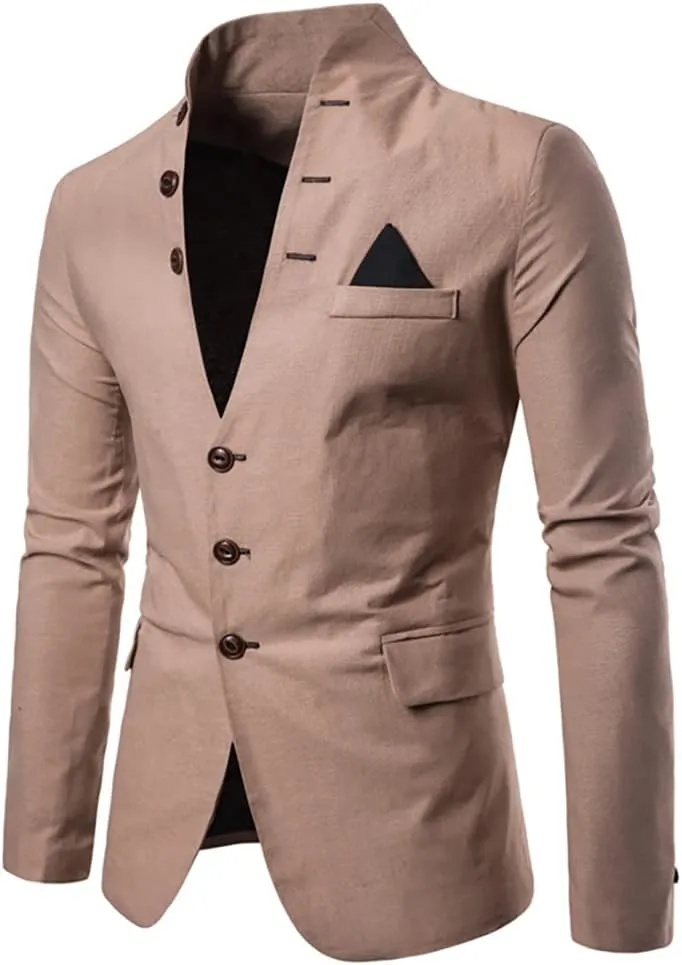 Mens Casual Solid Color Blazer Multi-Buttons Slim Fit Sports Coat for Wedding