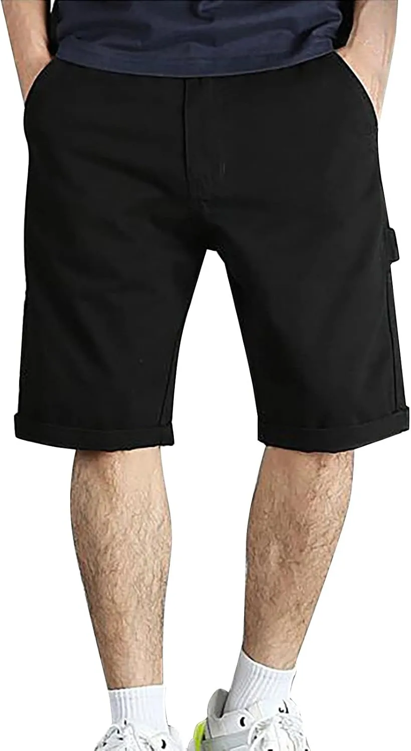 Mens Casual Suit Shorts Solid Relaxed Fit Lightweight Straight Office Bermuda Lightweight Quick Drying Combat Tactical Pants