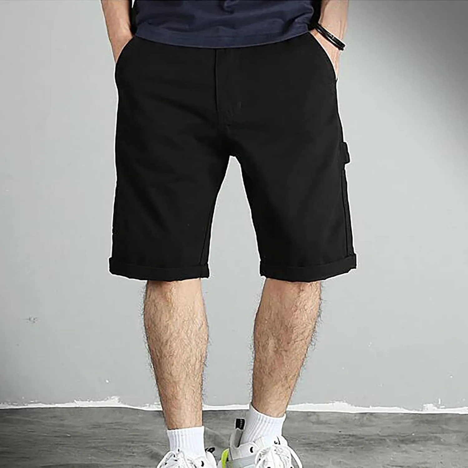 Mens Casual Suit Shorts Solid Relaxed Fit Lightweight Straight Office Bermuda Lightweight Quick Drying Combat Tactical Pants
