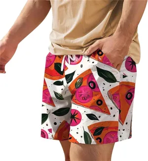 Mens Funny Beach Shorts 3D Printed Elastic Drawstring Combat Track Volleyball Capris Quick Drying Baggy Hawaiian Style Pants