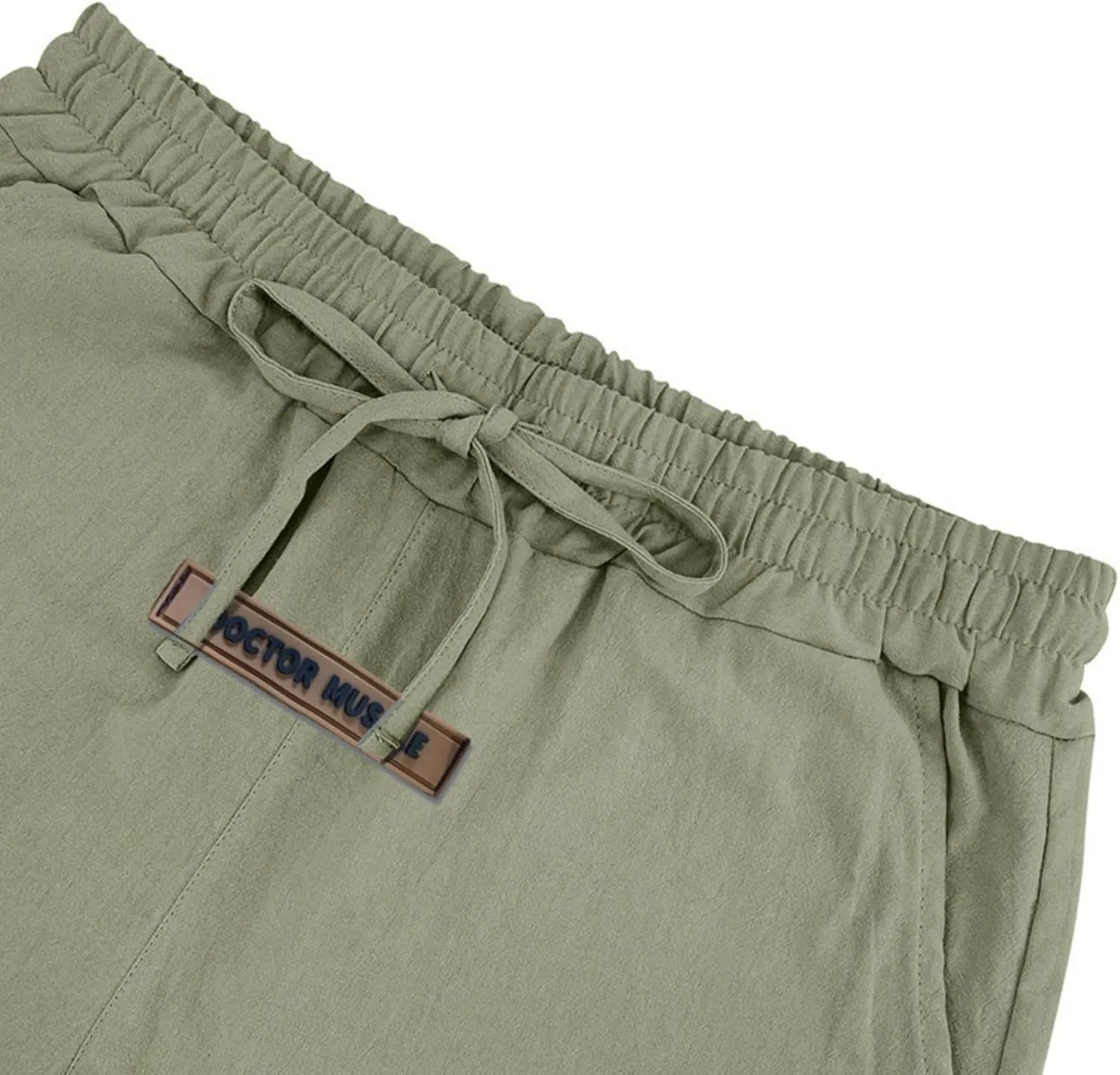 Men's Linen Casual Beach Shorts Elastic Waist Drawstring Summer Shorts 2025