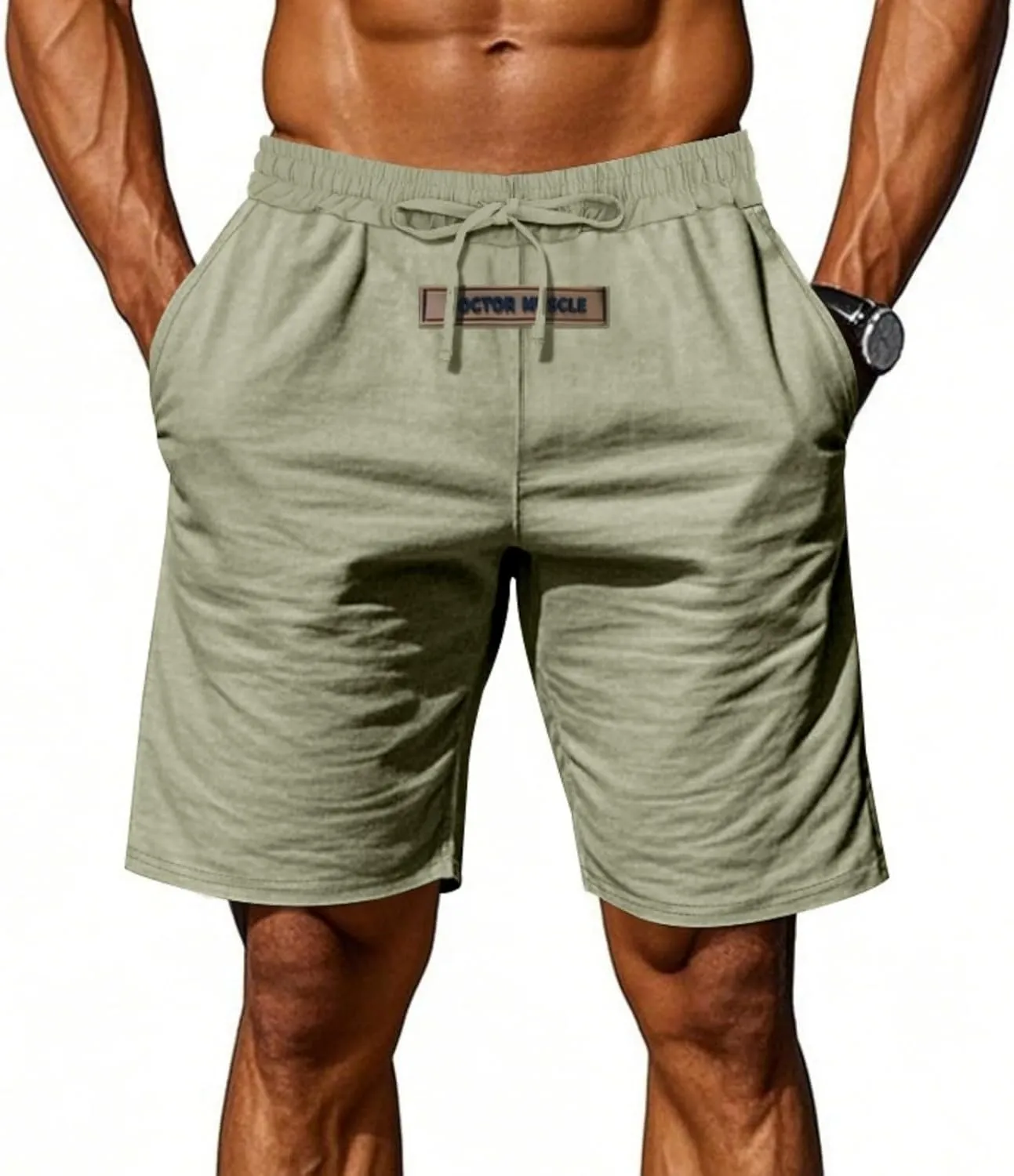 Men's Linen Casual Beach Shorts Elastic Waist Drawstring Summer Shorts 2025