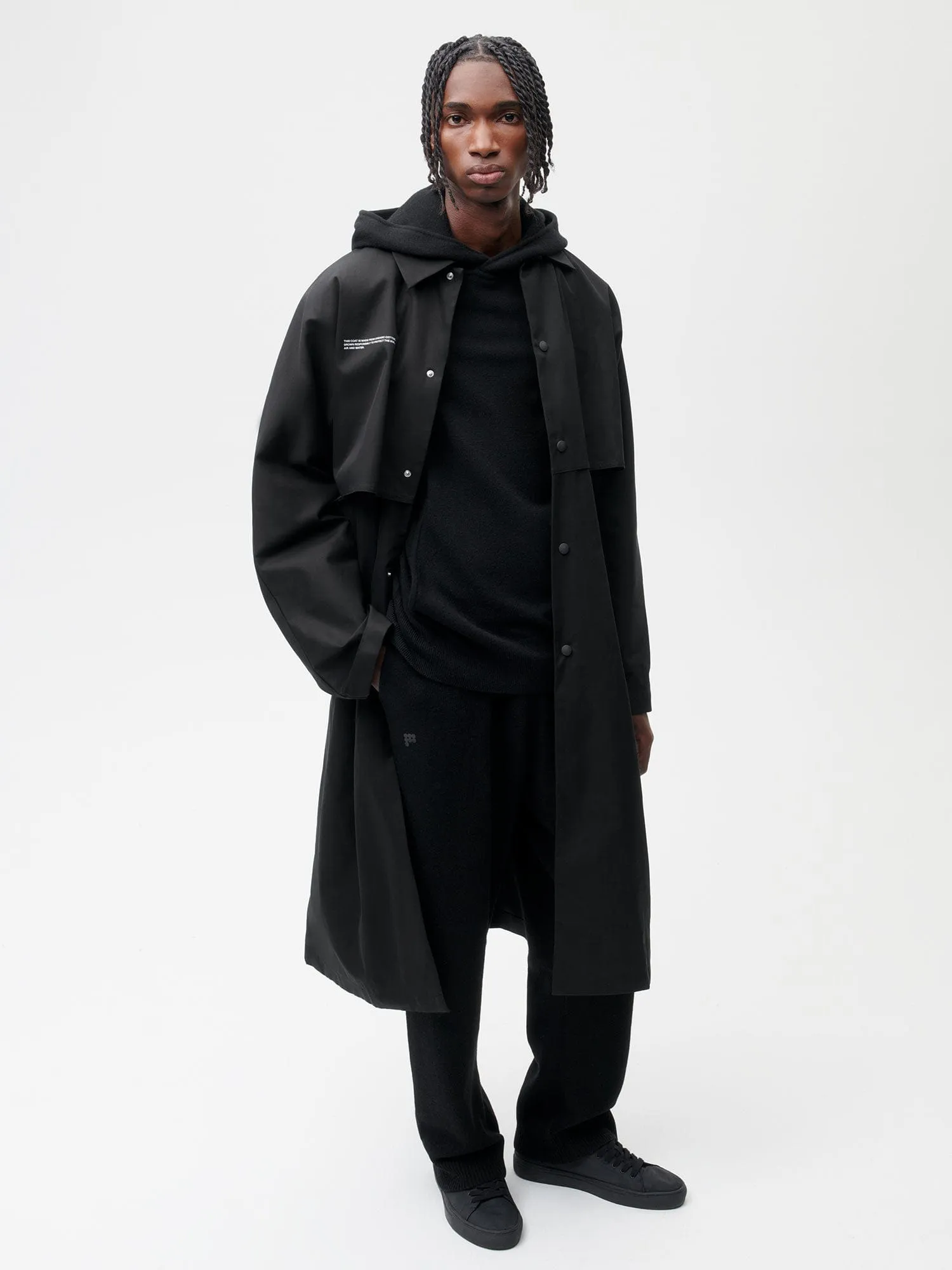 Mens Organic Cotton Trench Coatblack