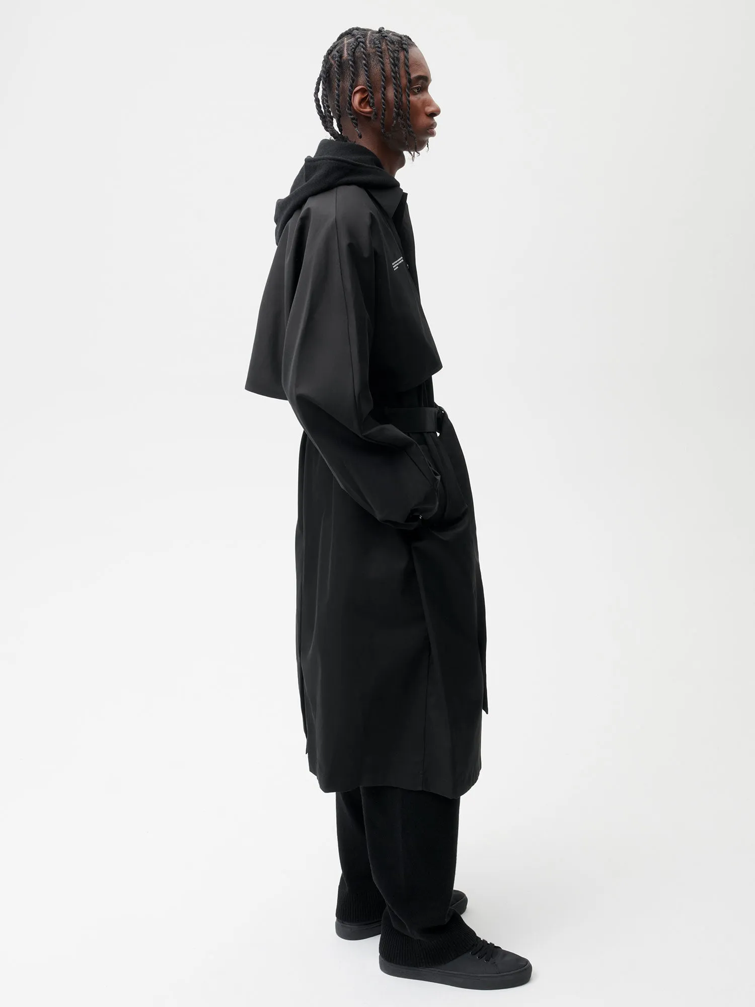 Mens Organic Cotton Trench Coatblack