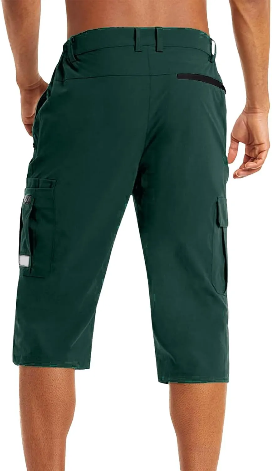 Mens Outdoor Thin Work Climbing Capris Quick Dry Lightweight 3/4 Hiking Walking Shorts Shorts ith Multi Pockets 2024 Fashion