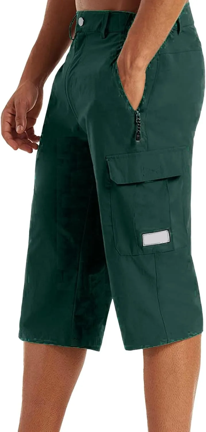 Mens Outdoor Thin Work Climbing Capris Quick Dry Lightweight 3/4 Hiking Walking Shorts Shorts ith Multi Pockets 2024 Fashion