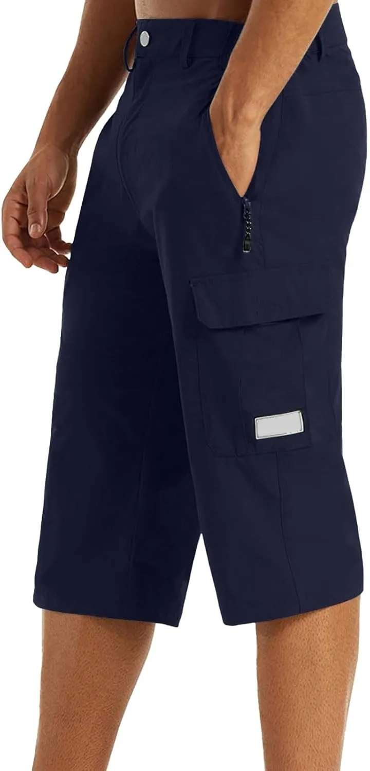 Mens Outdoor Thin Work Climbing Capris Quick Dry Lightweight 3/4 Hiking Walking Shorts Shorts ith Multi Pockets 2024 Fashion