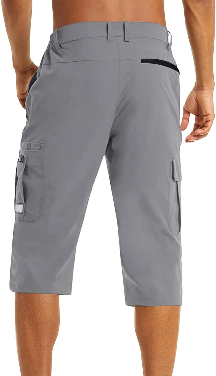 Mens Outdoor Thin Work Climbing Capris Quick Dry Lightweight 3/4 Hiking Walking Shorts Shorts ith Multi Pockets 2024 Fashion