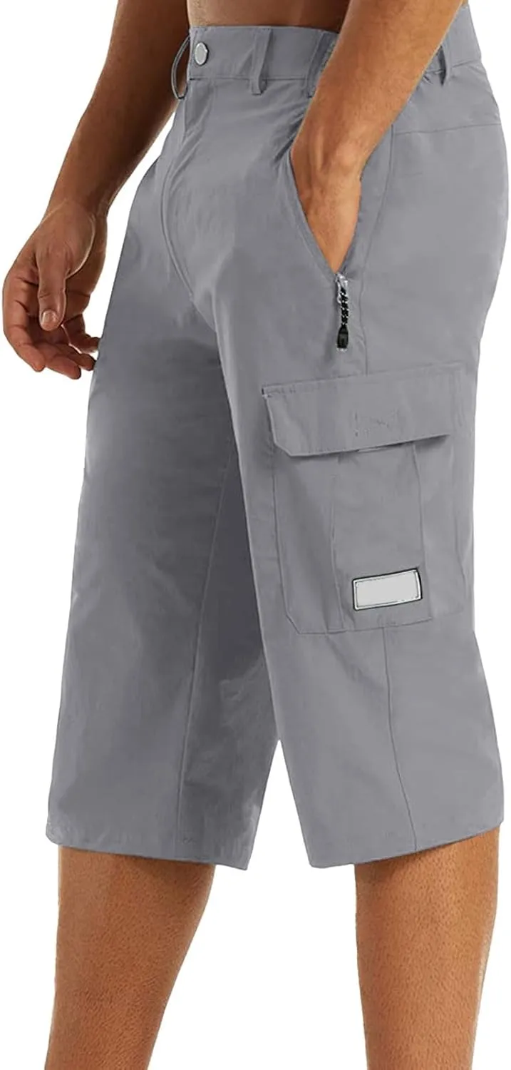 Mens Quick Dry Lightweight 3/4 Hiking Walking Shorts Outdoor Thin Work Climbing Capris Shorts ith Multi Pockets 2024 Fashion