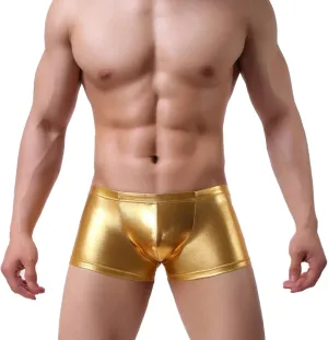 Men's Sexy Shorts Boxers Briefs For Men Exotic Underwear Rave Short For Clubwear Imitation Leather Underwear