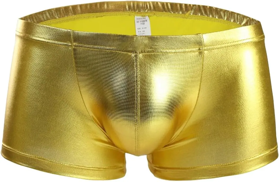 Men's Sexy Shorts Boxers Briefs For Men Exotic Underwear Rave Short For Clubwear Imitation Leather Underwear