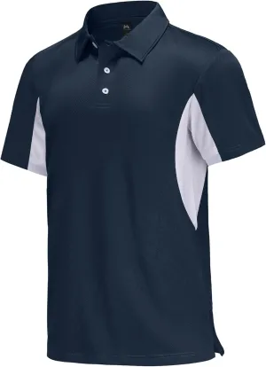 Mens Short Sleeve Golf Polo Shirts Dry Fit Moisture Wicking Performance Casual Sports Polo Shirts for Men