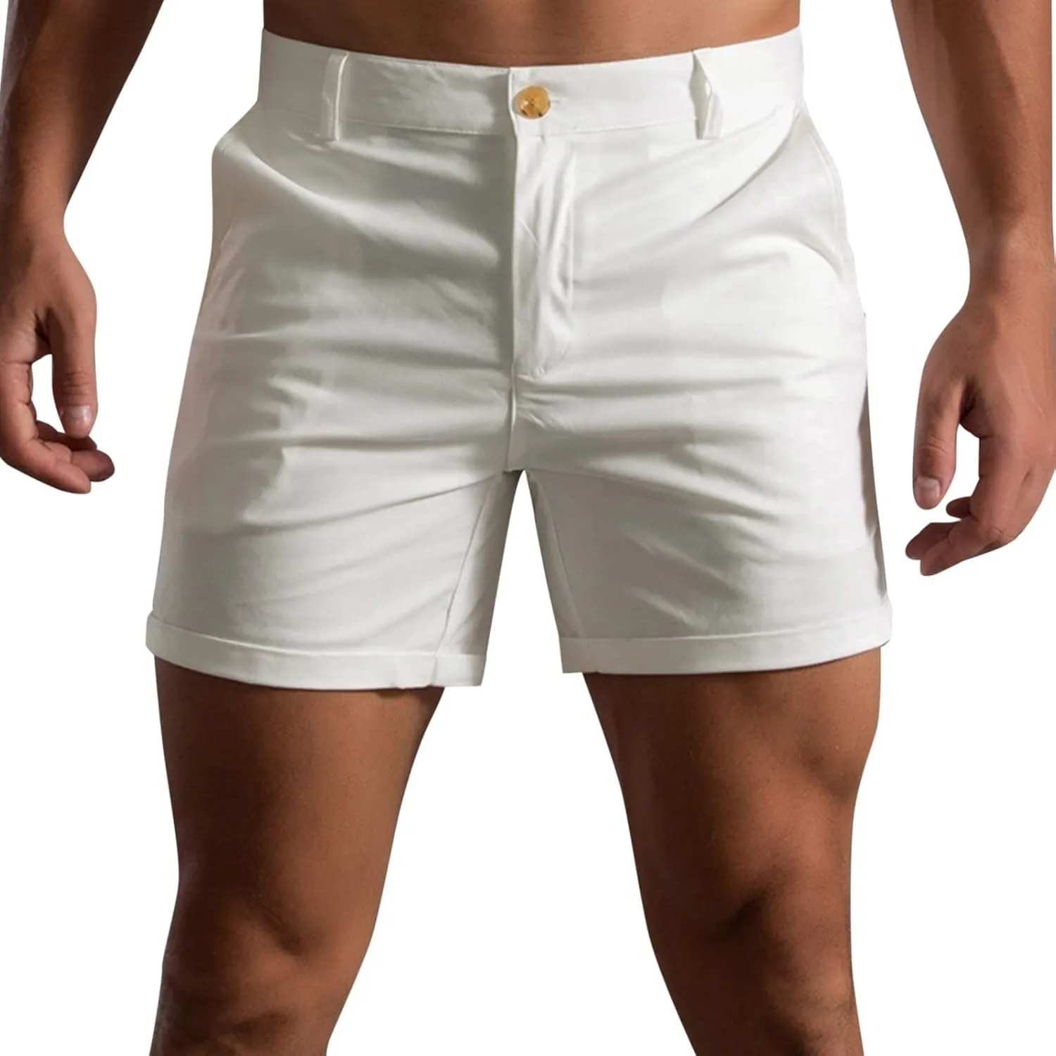 Men's Shorts Slim Fit Flat Front Stretch Casual Short Shorts Outdoor Athletic Workout Running Activewear Pants