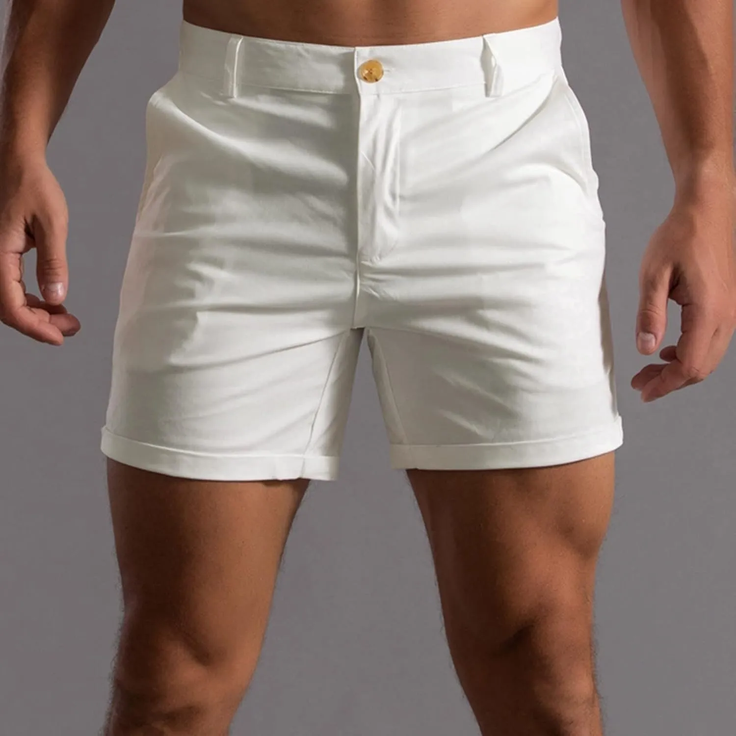 Men's Shorts Slim Fit Flat Front Stretch Casual Short Shorts Outdoor Athletic Workout Running Activewear Pants