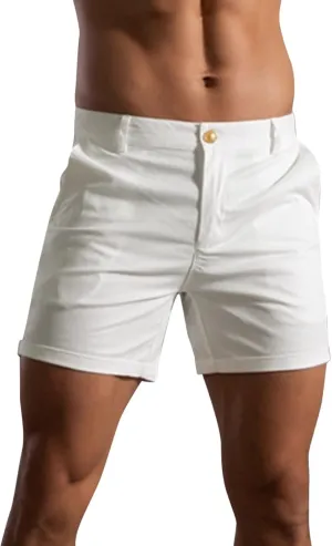 Men's Shorts Slim Fit Flat Front Stretch Casual Short Shorts Outdoor Athletic Workout Running Activewear Pants