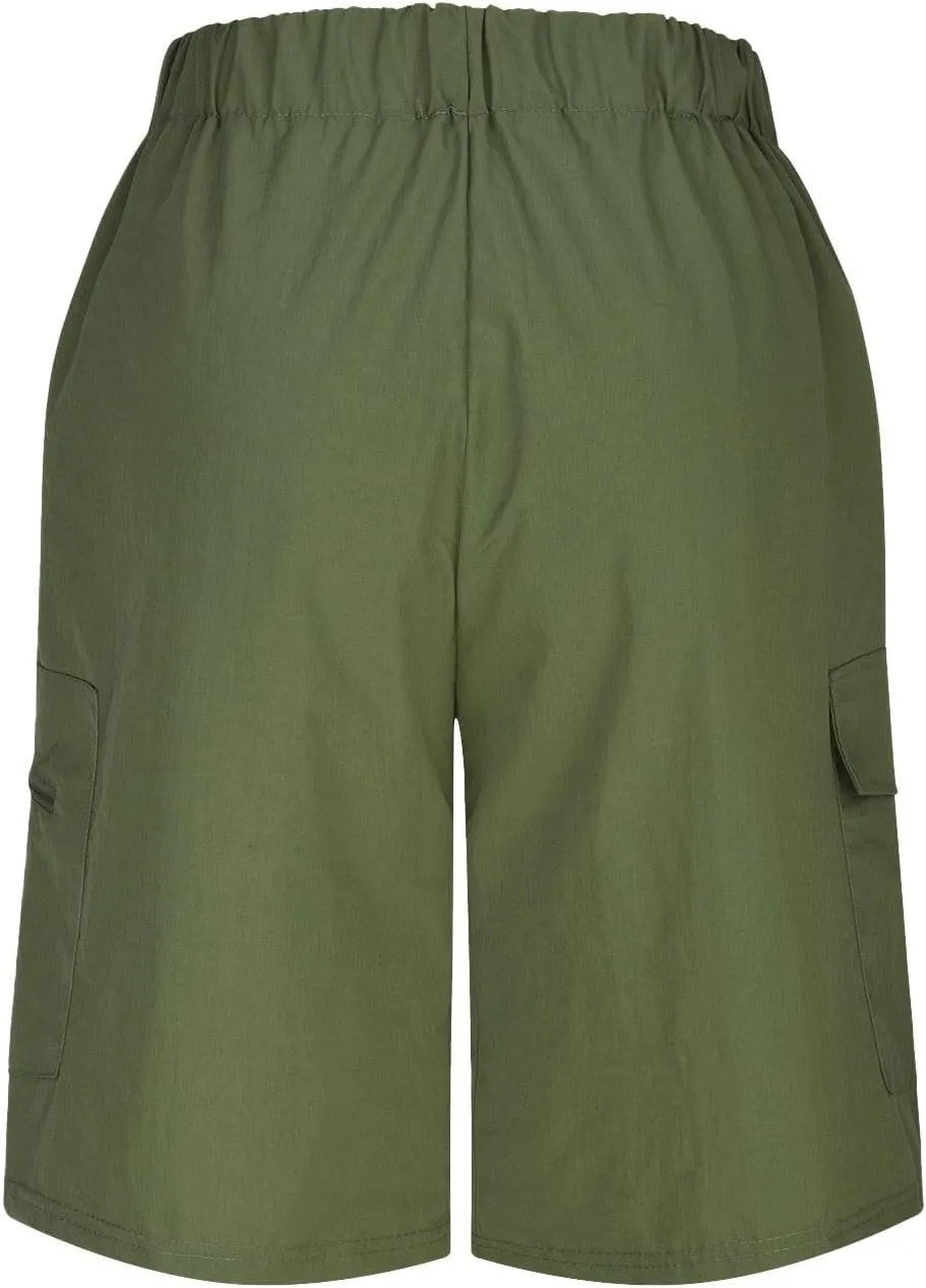 Mens Summer Sports Shorts Expandable Waisted Lightweight Quick Drying Casual Capri Pants Solid Combat Jogger Running Shorts