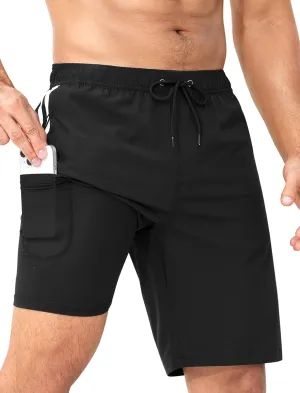 Mens Swim Trunks with Compression Liner 9 Inch Bathing Suits Quick Dry Board Shorts Summer Swimsuit with Cargo Pocket