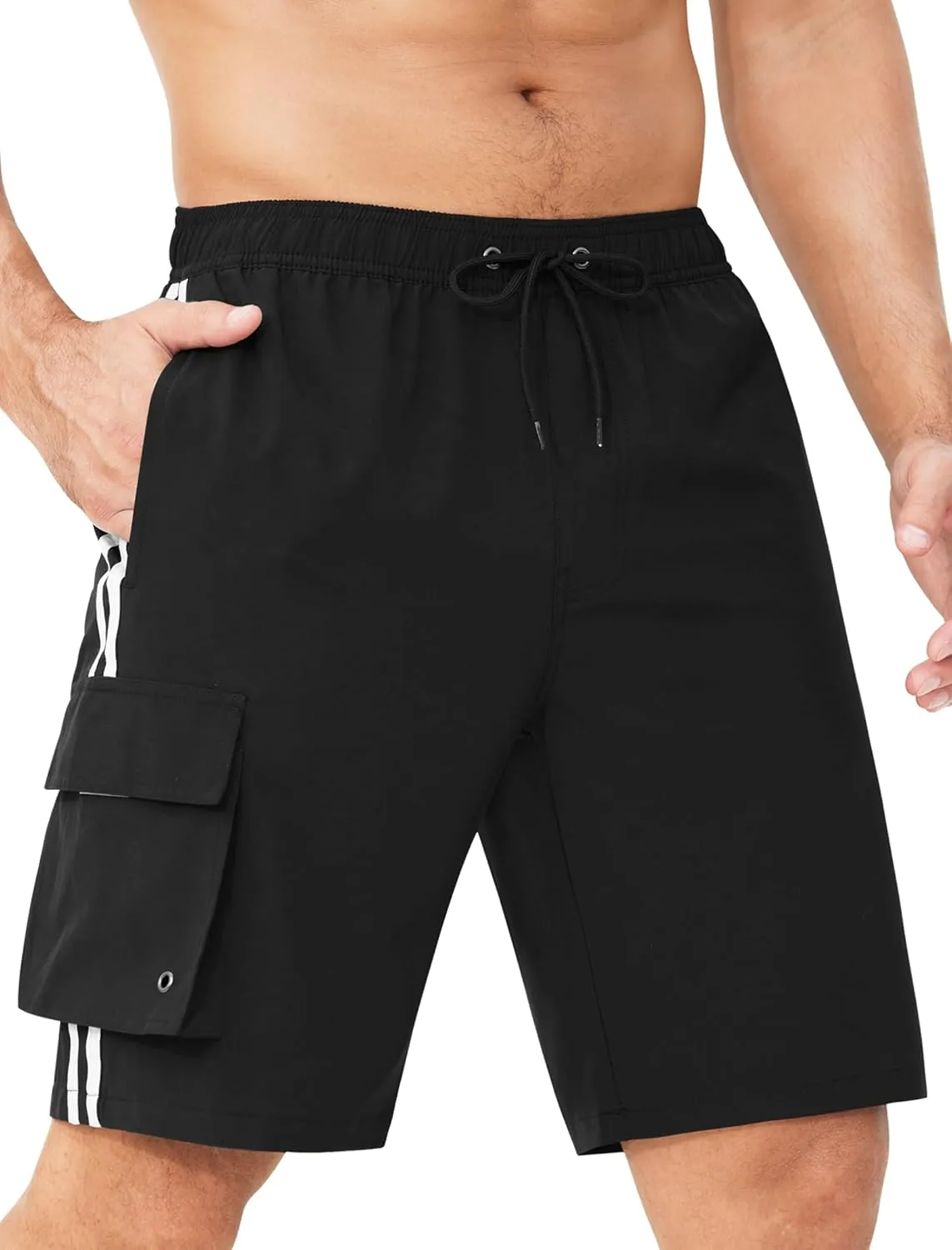 Mens Swim Trunks with Compression Liner 9 Inch Bathing Suits Quick Dry Board Shorts Summer Swimsuit with Cargo Pocket