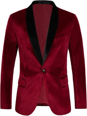 Men's Velvet Sport Coats Blazers Slim Fit Tuxedo Shawl Lapel Suits Blazer for Men Autumn Winter Spring