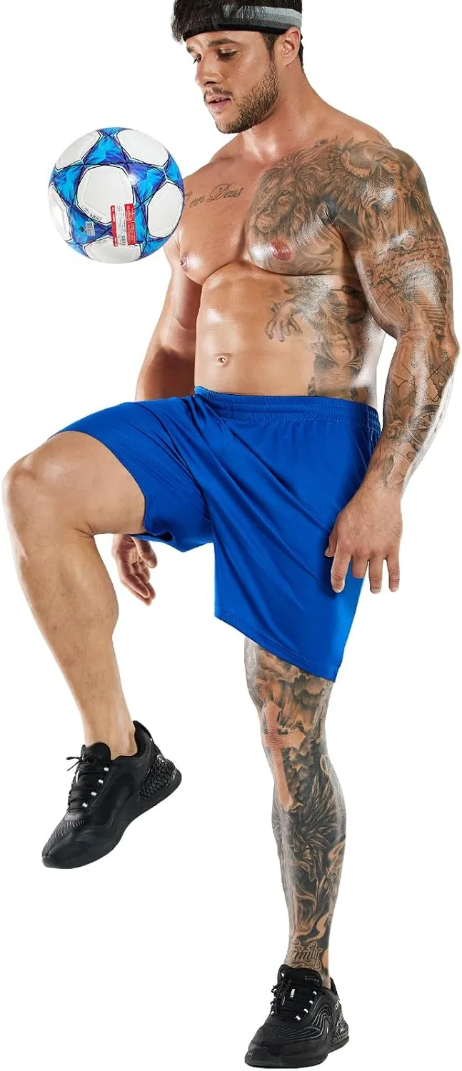 MIER Men's Soccer/Basketball/Athletic Shorts Without Pockets No Liner Running Workout Training, 3 Pack