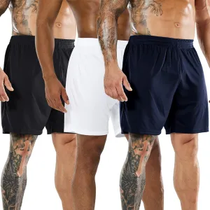 MIER Men's Soccer/Basketball/Athletic Shorts Without Pockets No Liner Running Workout Training, 3 Pack
