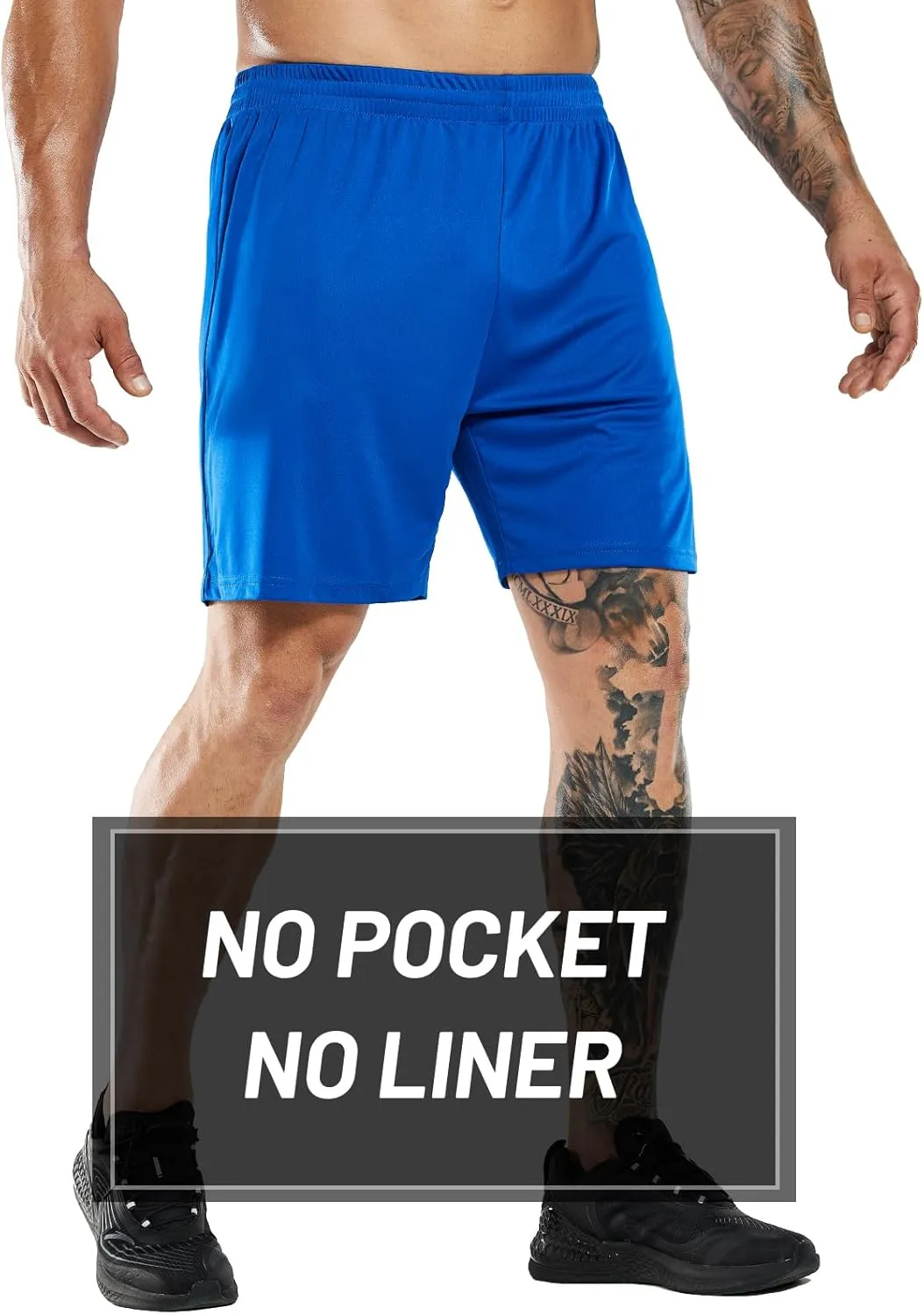 MIER Men's Soccer/Basketball/Athletic Shorts Without Pockets No Liner Running Workout Training, 3 Pack