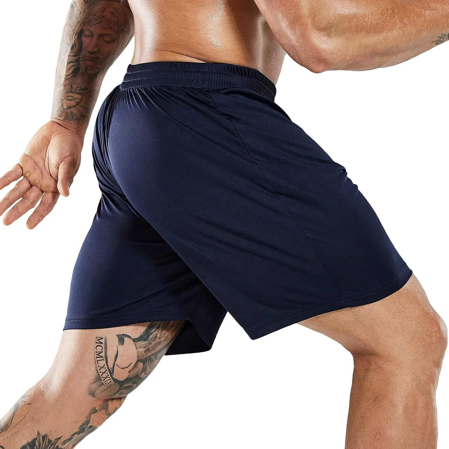MIER Men's Soccer/Basketball/Athletic Shorts Without Pockets No Liner Running Workout Training, 3 Pack