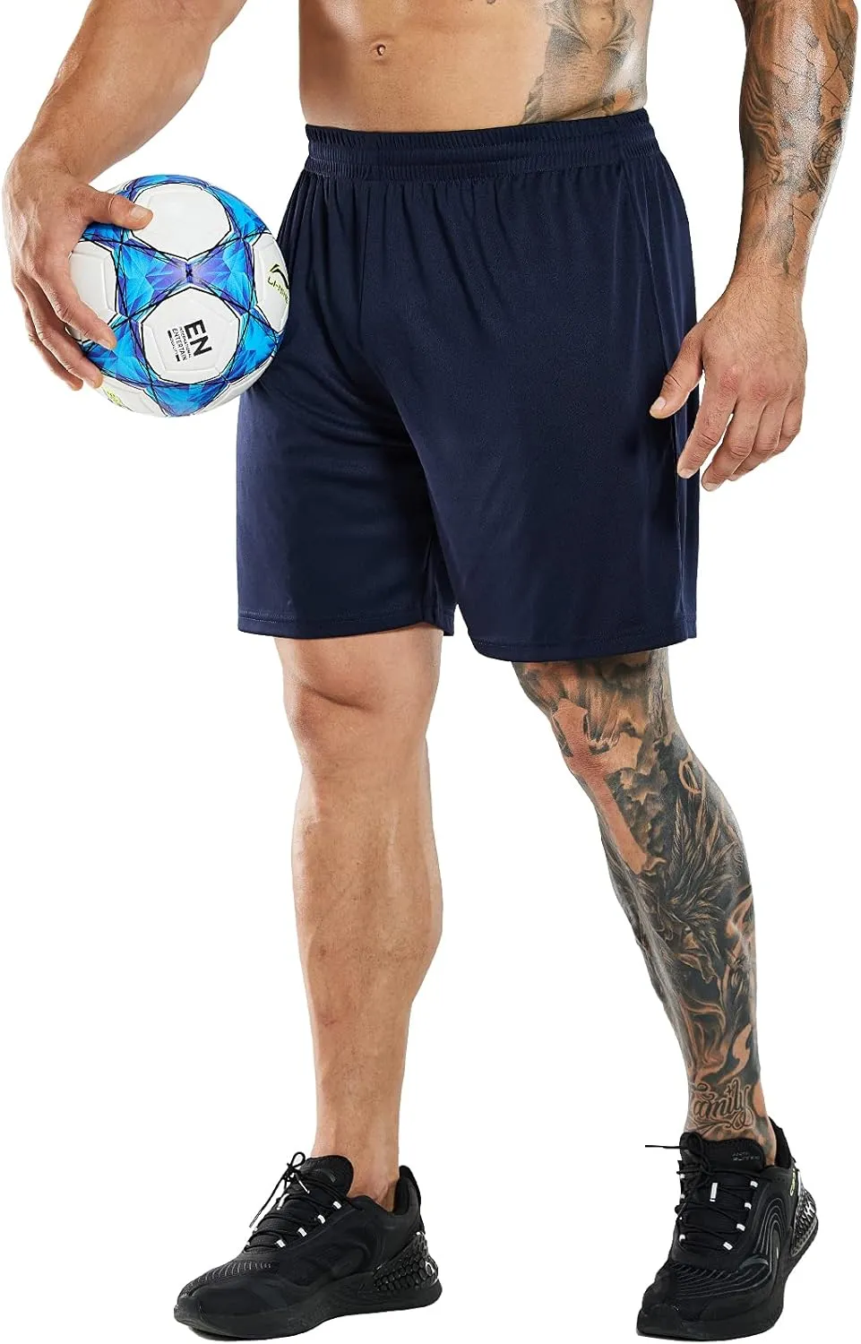 MIER Men's Soccer/Basketball/Athletic Shorts Without Pockets No Liner Running Workout Training, 3 Pack