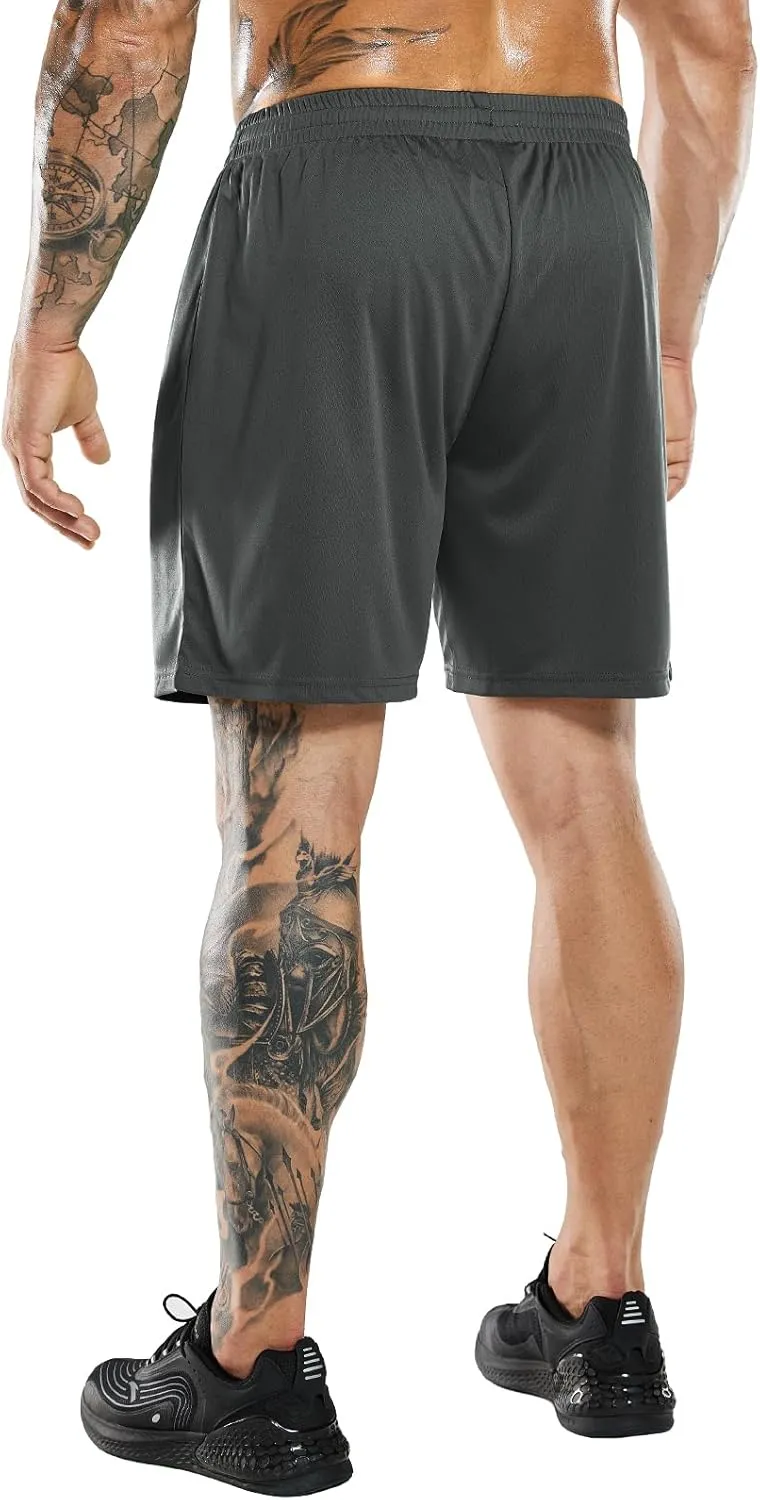 MIER Men's Soccer/Basketball/Athletic Shorts Without Pockets No Liner Running Workout Training, 3 Pack