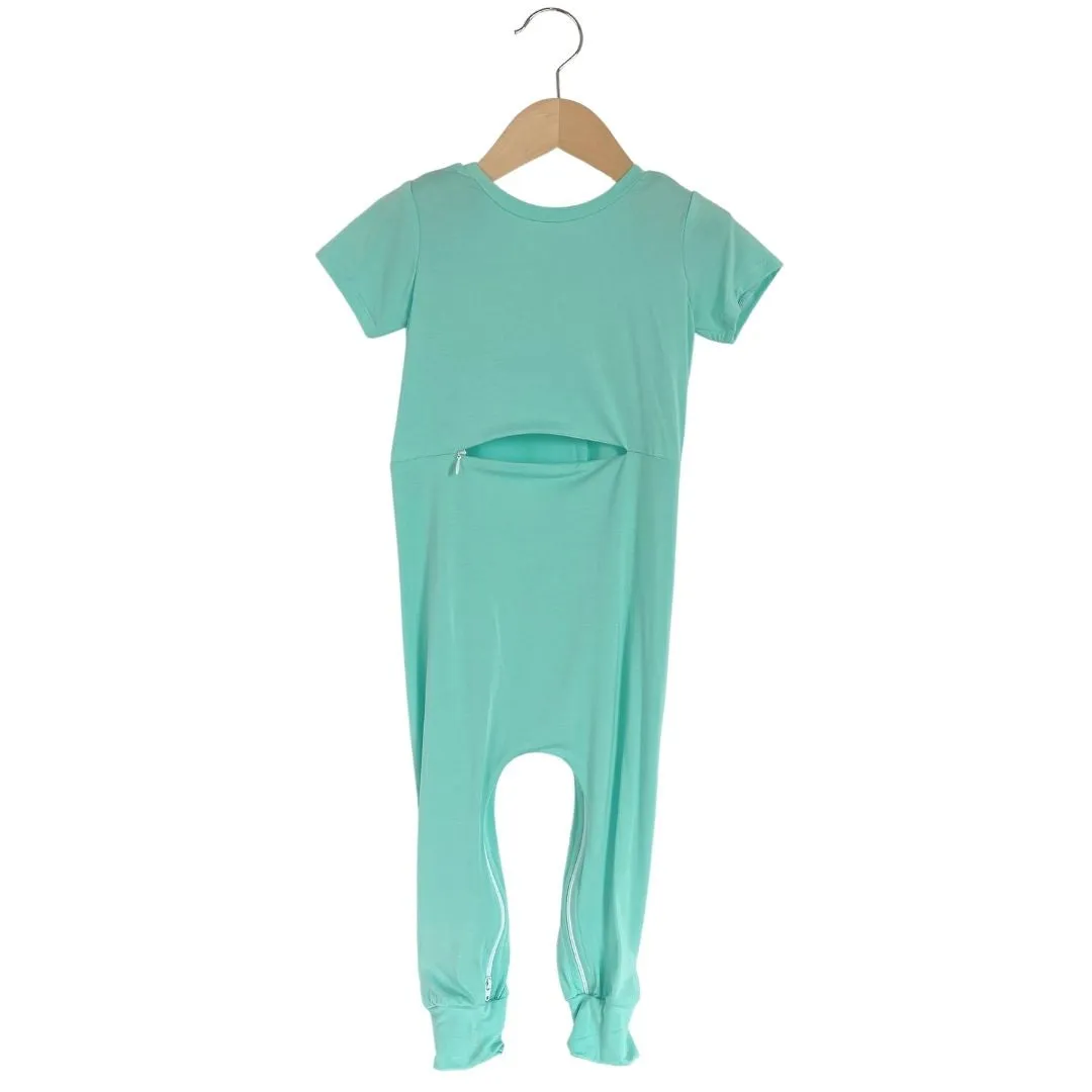 Mint Bamboo Lyocell Romper with G-Tube Access