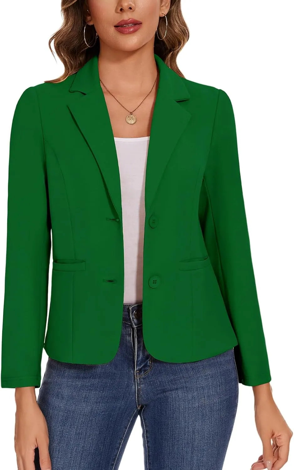 MINTLIMIT Women's Button Front Blazers Long Sleeve Lapel Stretch Casual Office Work Business Blazer Suit Jacket with Pockets