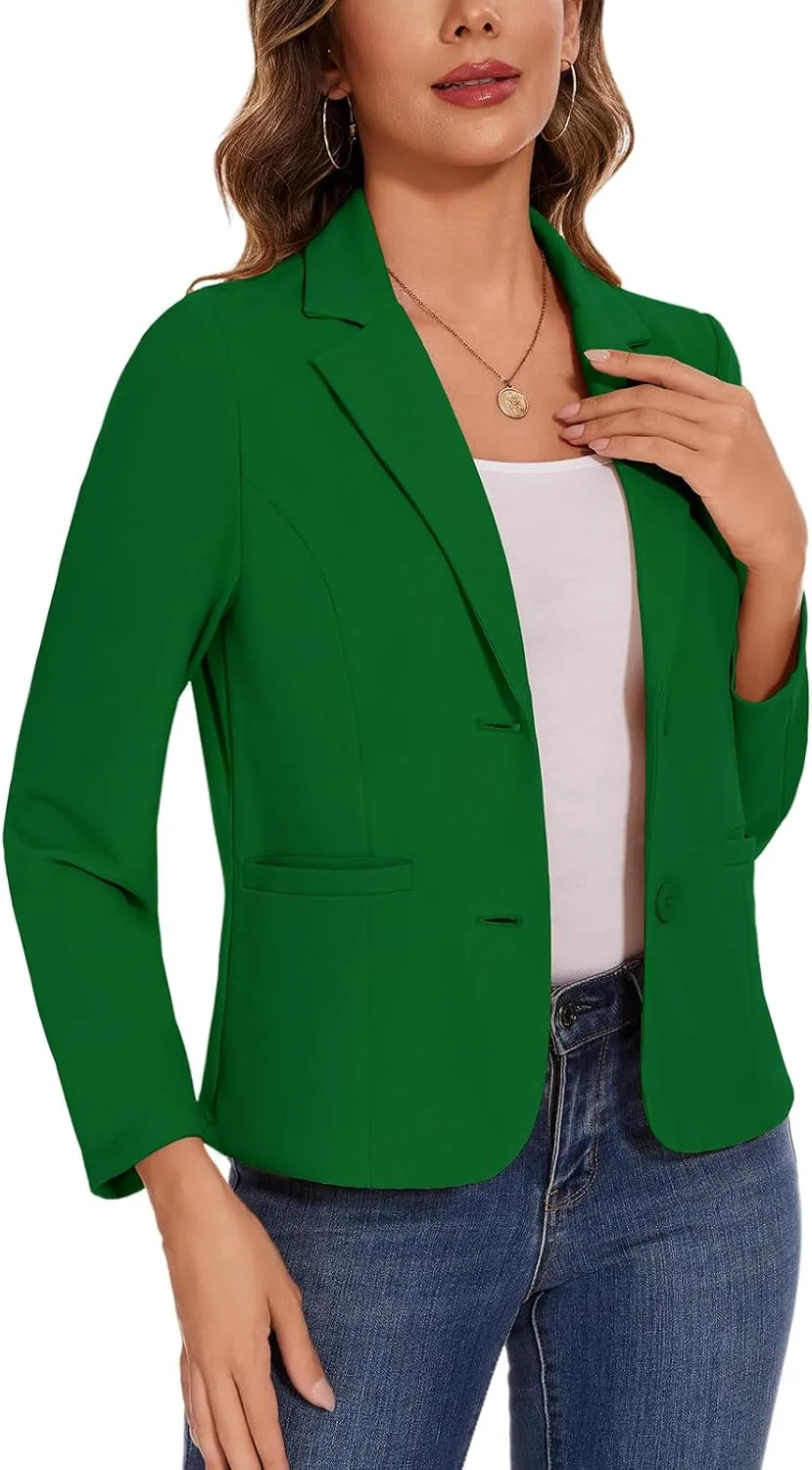MINTLIMIT Women's Button Front Blazers Long Sleeve Lapel Stretch Casual Office Work Business Blazer Suit Jacket with Pockets