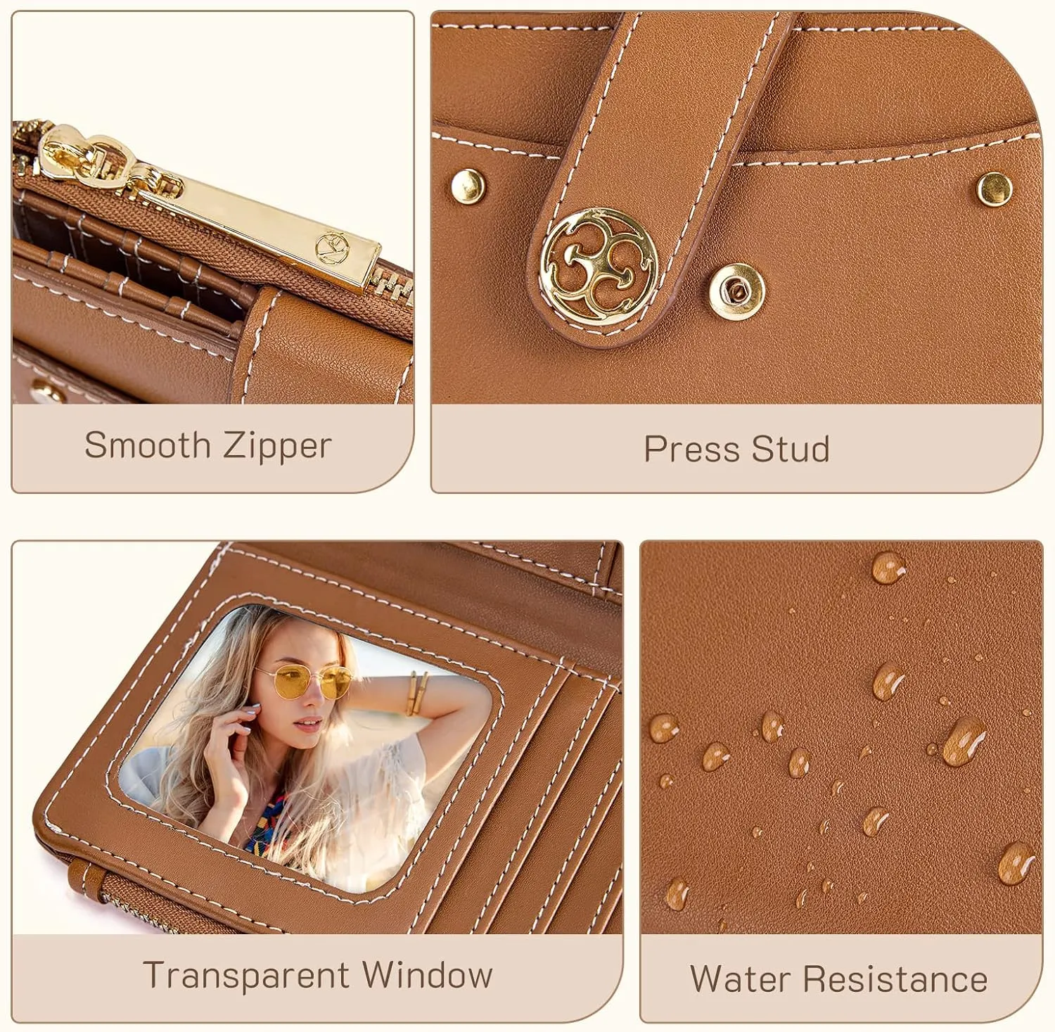 Missnine Small Wallet for Women RFID Compact Wallet Vegan Leather Bifold Ladies Wallet with Card Holder and Coin Purse