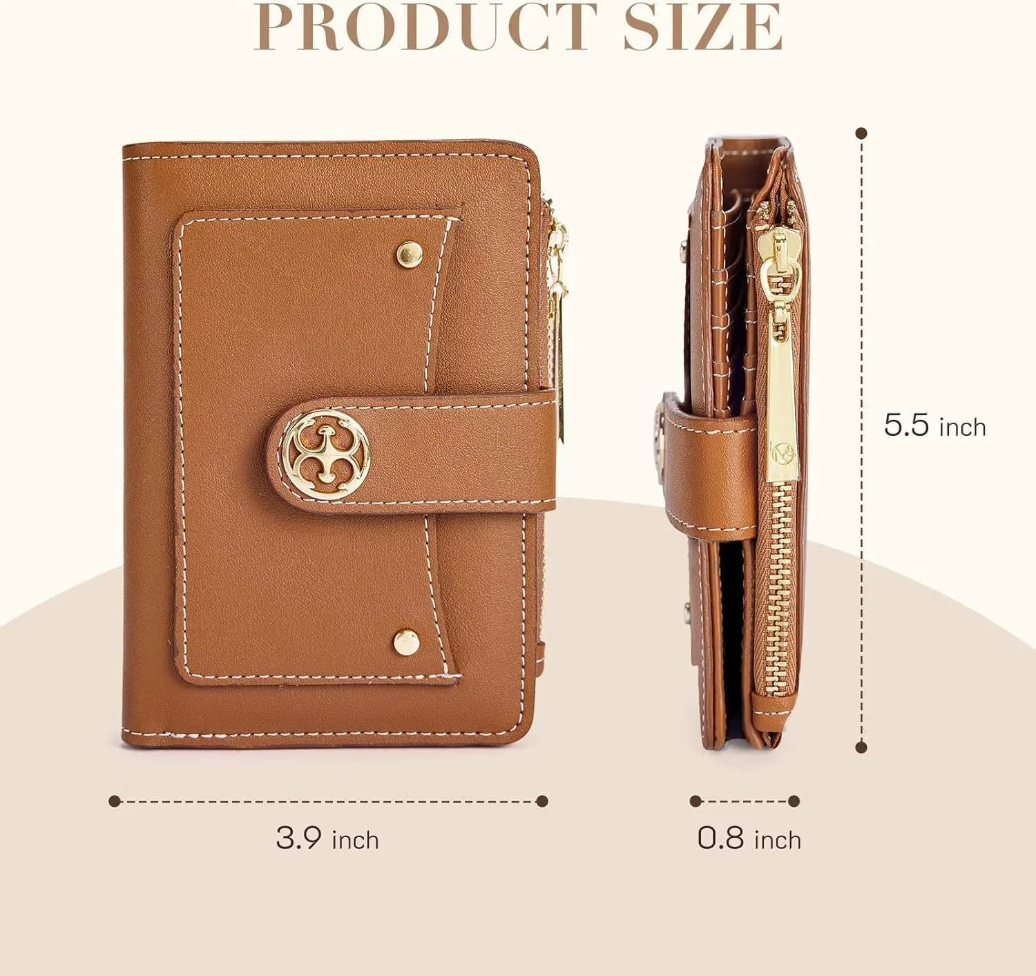 Missnine Small Wallet for Women RFID Compact Wallet Vegan Leather Bifold Ladies Wallet with Card Holder and Coin Purse