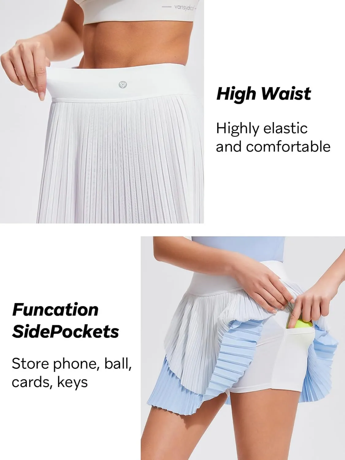 Mudere Pleated Tennis Skirts for Women Golf Athletic Activewear Skorts Summer Workout Running Skorts with Pockets