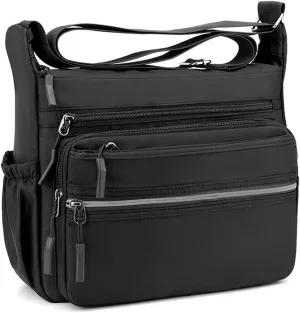 Mudono Messenger Bag for Men Nylon Waterproof Shoulder Bag Multi-pocket Crossbody Bag Daily Travel Bag Lightweight Satchel