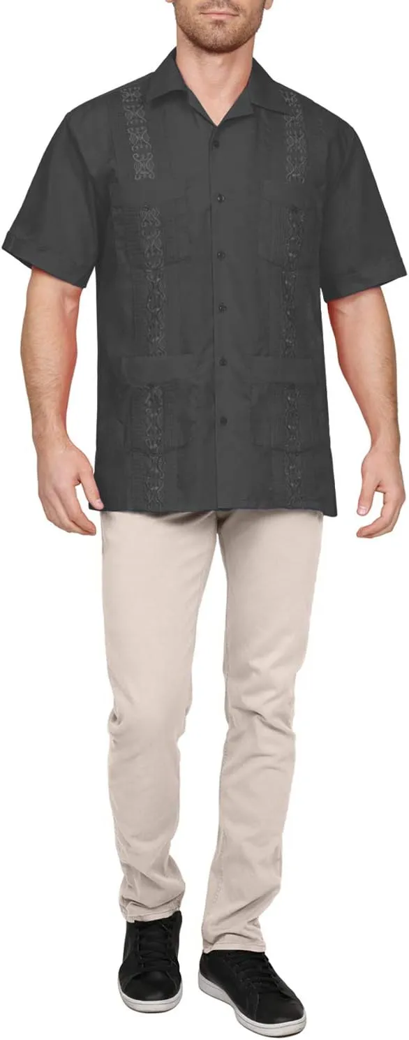 NE PEOPLE Men's Short Sleeve Cuban Guayabera Button Down Shirts Top S-4XL