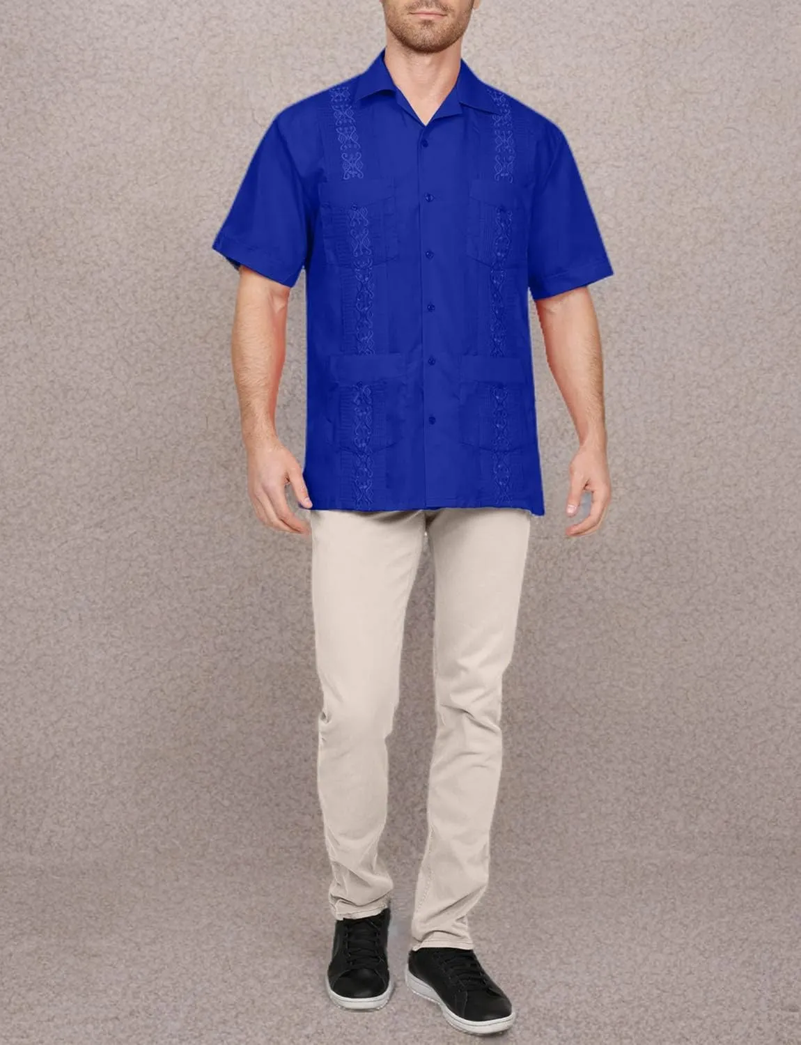 NE PEOPLE Men's Short Sleeve Cuban Guayabera Button Down Shirts Top S-4XL