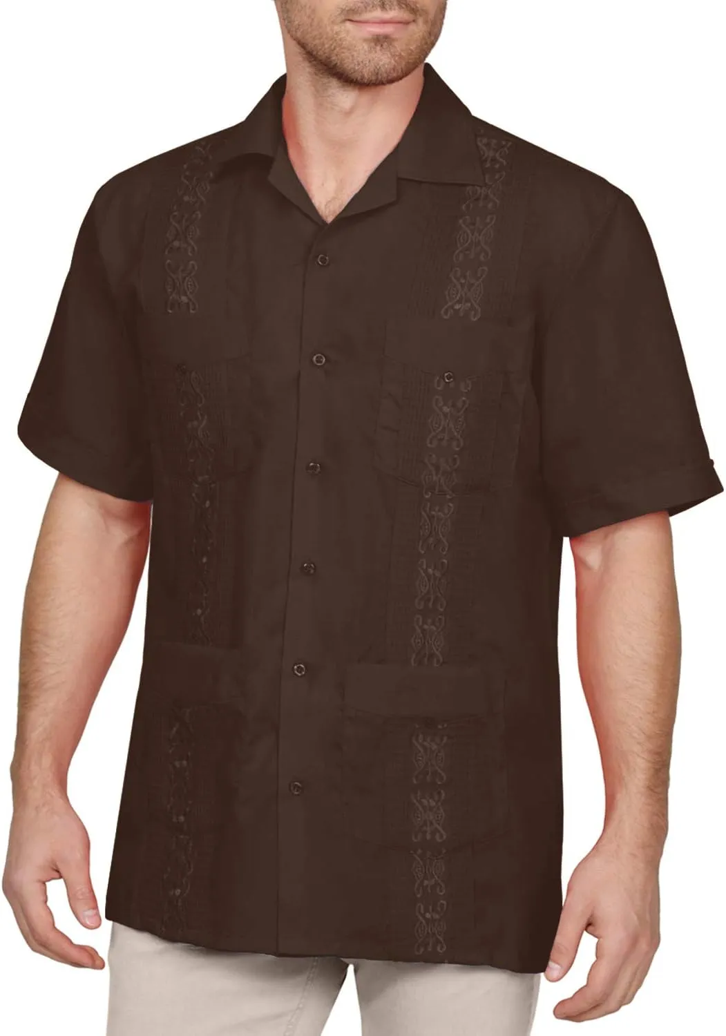 NE PEOPLE Men's Short Sleeve Cuban Guayabera Button Down Shirts Top S-4XL