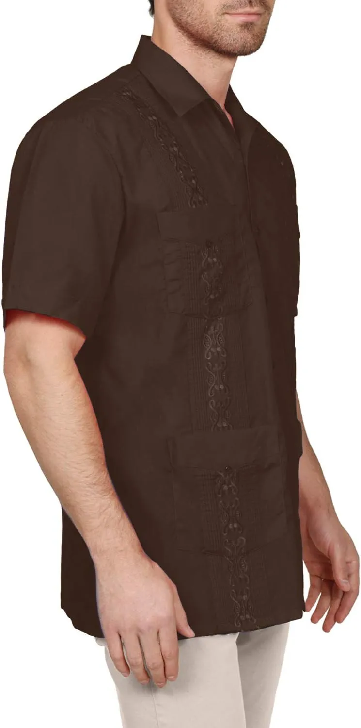 NE PEOPLE Men's Short Sleeve Cuban Guayabera Button Down Shirts Top S-4XL